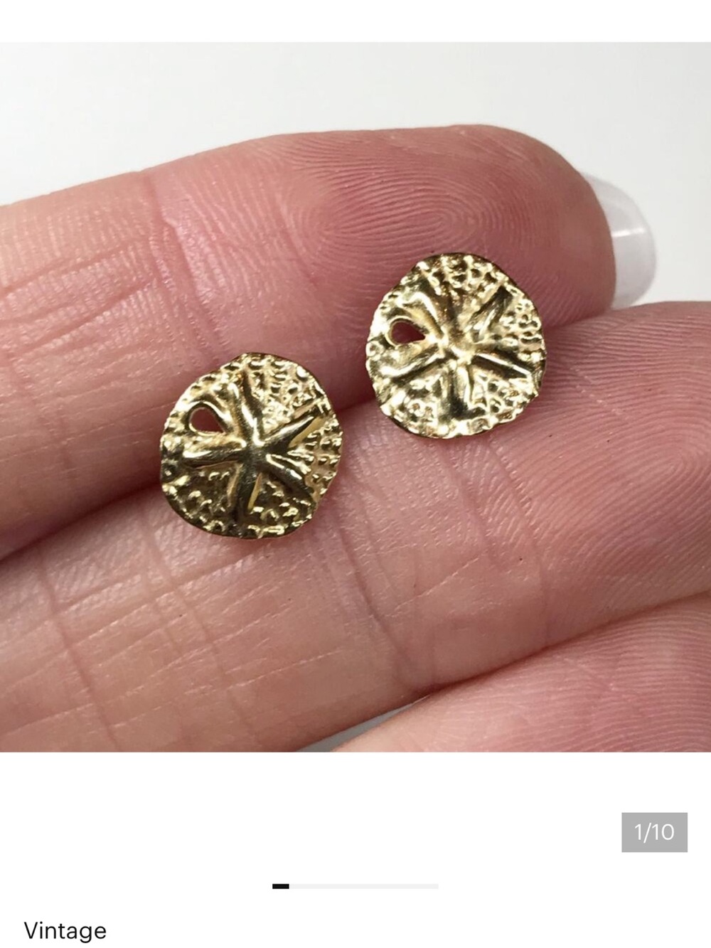 Private listing 14k solid gold sand dollar stud earrings